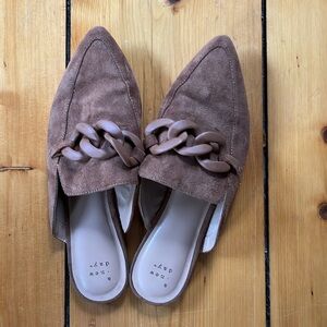Suede mules with link detail, ladies size 9